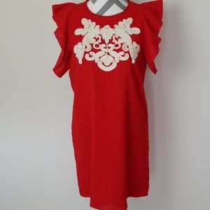 THML Red Ruffle Cap Sleeve Dress
